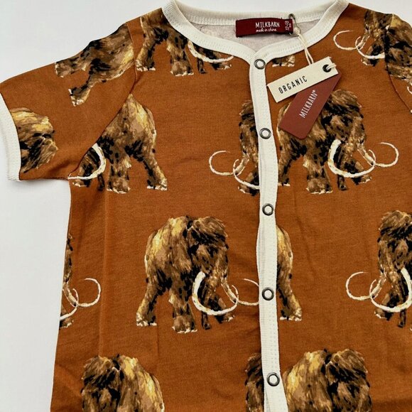 NWT Milkbarn Woolly Mammoth Organic Cotton Shortall Unisex Size 12-18 Months - Picture 4 of 7